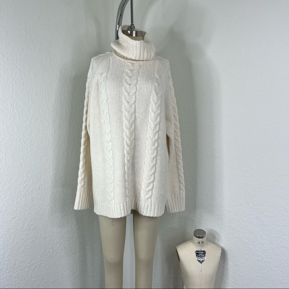 Kari Traa Sweaters - Kari Traa Lid Knit Turtleneck Cable Knit Chunky Sweater